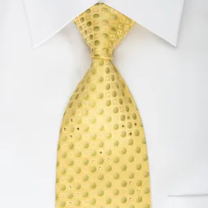 Metro City Silk Tie Green Dots On Yellow With Rhinestones